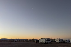 Last day in Quartzsite - Gentle Morning Sun rising - and crescent moon