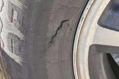 Uh oh #2 - trailer tire damage! Not safe to drive on it.