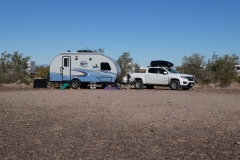 This is my truck and trailer, parked on the edge of a wash