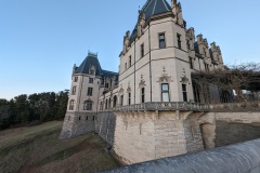 The side view of the mansion in the setting sun