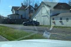 The outbuilding, used to be where chickens were butchered, now they advertise miniature horses.