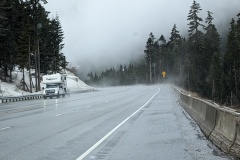 West side of mountains heading into heavy fog