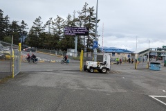 Unloading the ferry, bikes are usually last