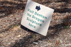 Points to dragon sculpture