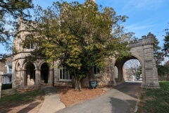 Structure next to cemetery