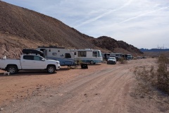 At The Steps: My truck and trailer, Myrna's RV, then others lined up