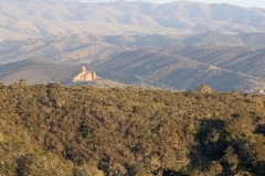 Huge rock formation across the valley