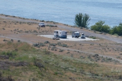 *View of our RVs from the top of the dam