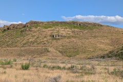 Notice the flat berm and the basalt rocks