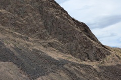 Amazing basalt rock twisted by geologic rising