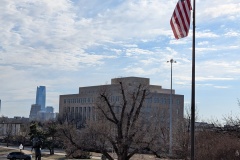 Not sure what this building is, but the downtown area is behind it