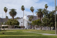 This is a church on the side of the town square, known as Ajo Plaza